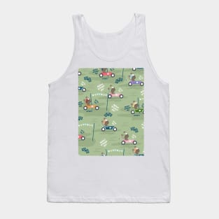 Ready to race mouse pattern on green background Tank Top